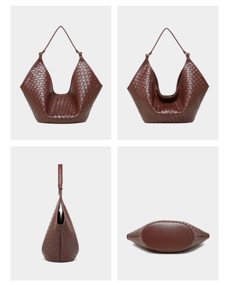 Women's Genuine Leather Woven Commuter Bag