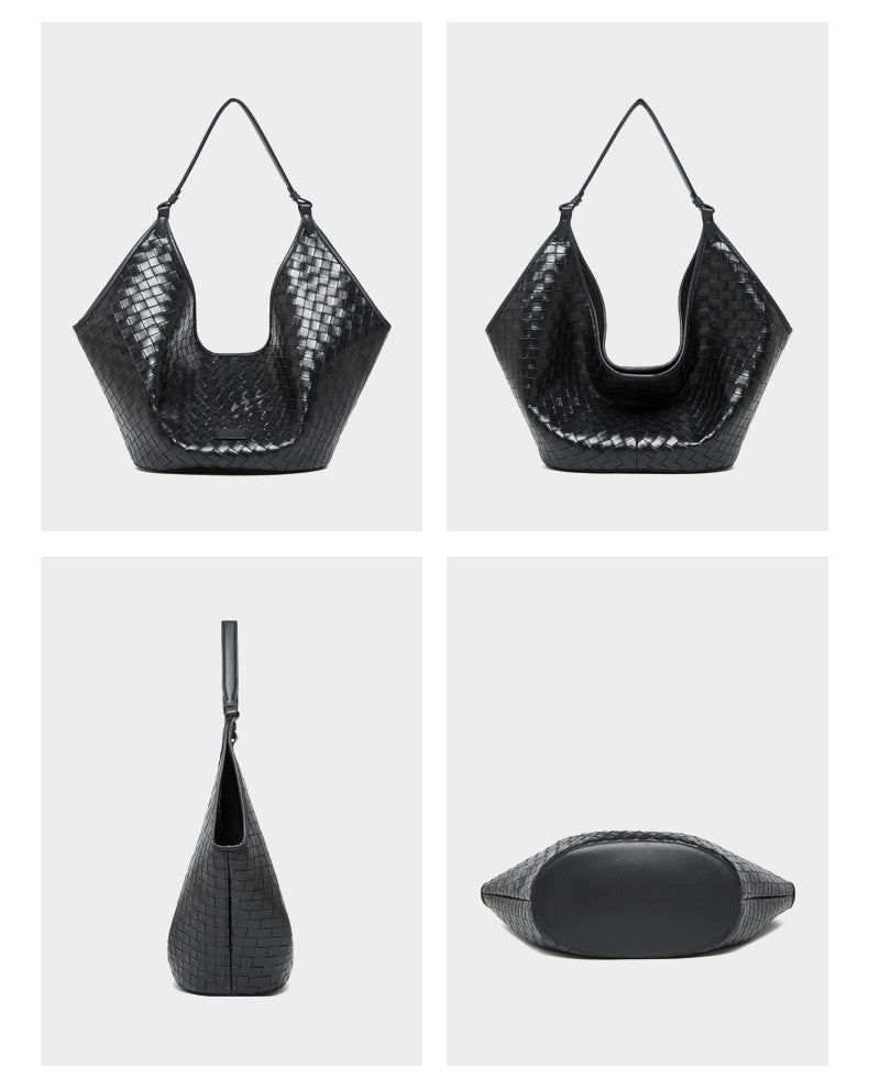 Women's Genuine Leather Woven Commuter Bag