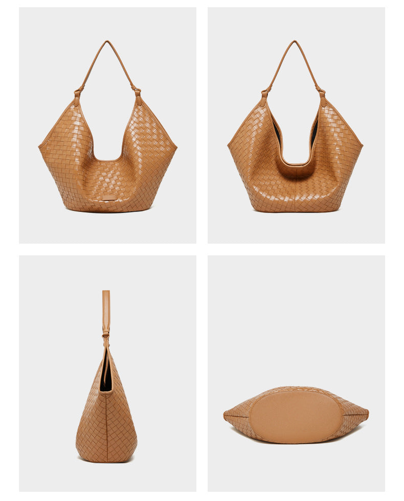 Women's Genuine Leather Woven Commuter Bag