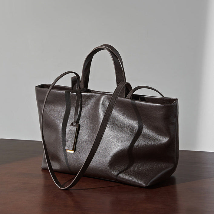 Retro Soft Leather Large Capacity Commuter Bag