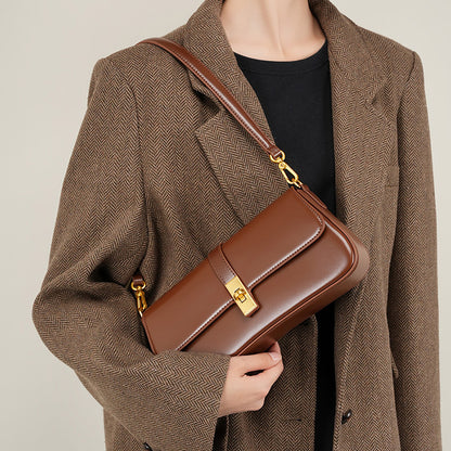 Women’s Genuine Leather Vintage Crossbody Shoulder Baguette Bag