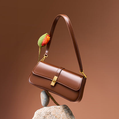 Women’s Genuine Leather Vintage Crossbody Shoulder Baguette Bag