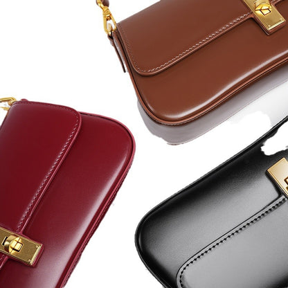 Women’s Genuine Leather Vintage Crossbody Shoulder Baguette Bag