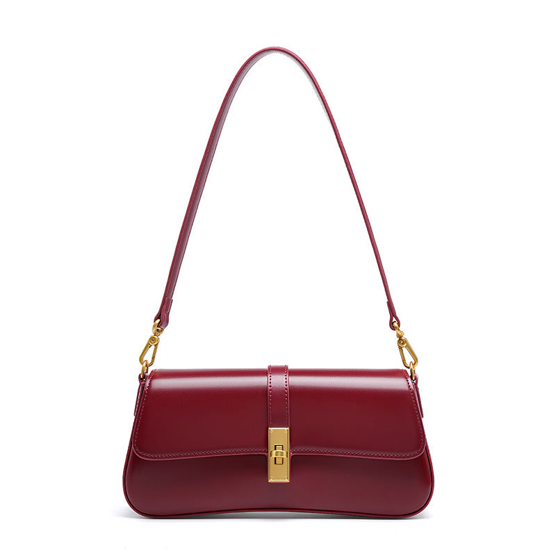 Women’s Genuine Leather Vintage Crossbody Shoulder Baguette Bag