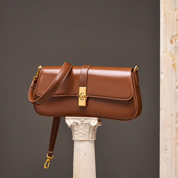 Women’s Genuine Leather Vintage Crossbody Shoulder Baguette Bag