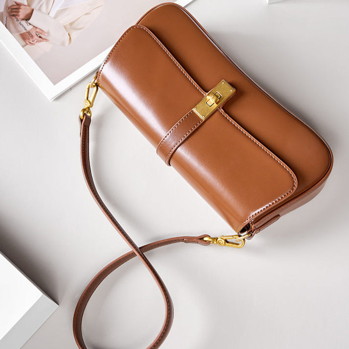 Women’s Genuine Leather Vintage Crossbody Shoulder Baguette Bag