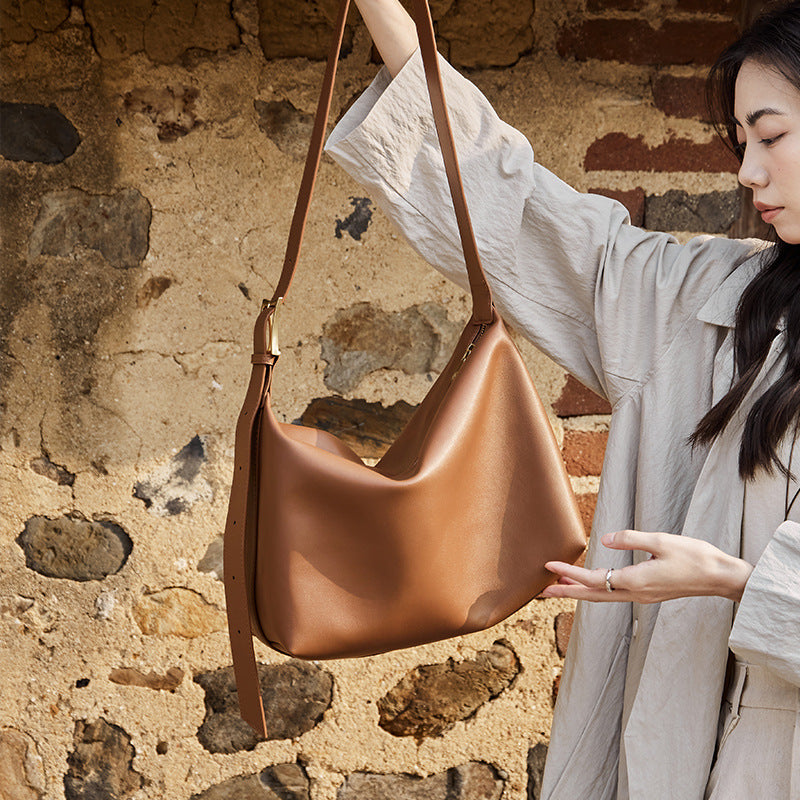 Solid Color Large Capacity Leather Tote Bag