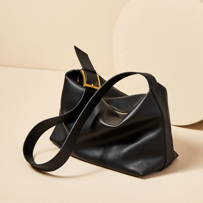 Solid Color Large Capacity Leather Tote Bag