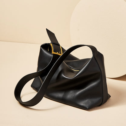 Solid Color Large Capacity Leather Tote Bag