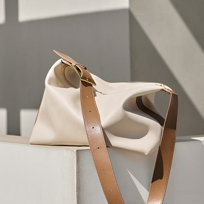 Solid Color Large Capacity Leather Tote Bag