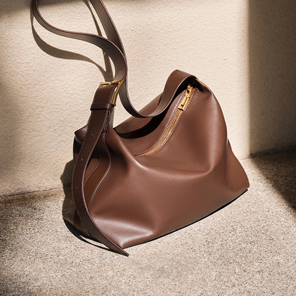 Solid Color Large Capacity Leather Tote Bag