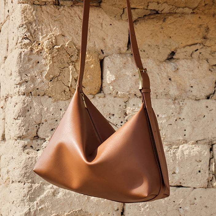 Solid Color Large Capacity Leather Tote Bag