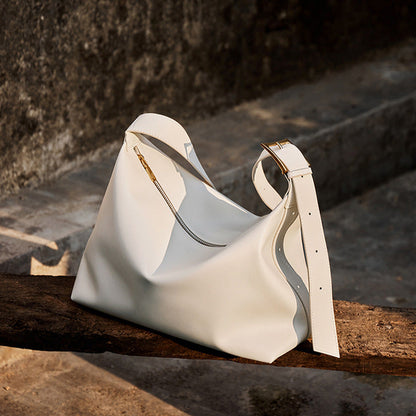 Solid Color Large Capacity Leather Tote Bag