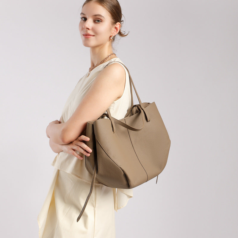 Simple Large Leather Tote Bag for Shopping