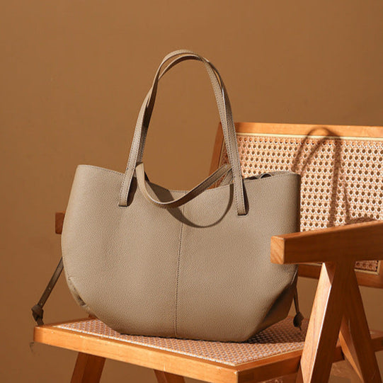 Simple Large Leather Tote Bag for Shopping