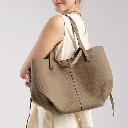 Simple Large Leather Tote Bag for Shopping