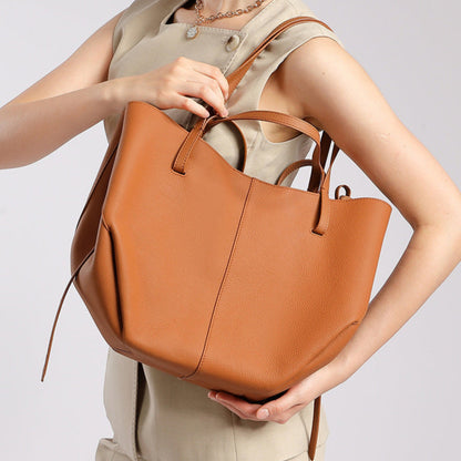 Simple Large Leather Tote Bag for Shopping