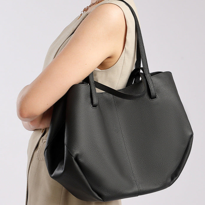 Simple Large Leather Tote Bag for Shopping