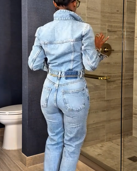 Distressed Vintage Denim Jumpsuit