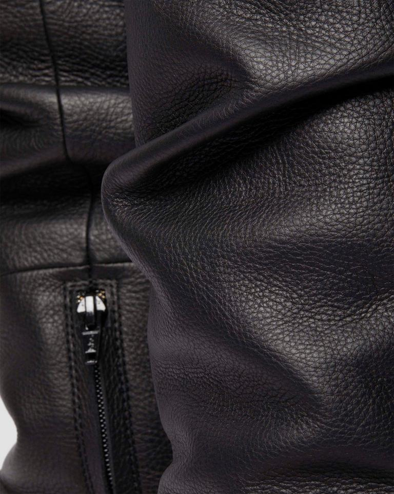 Black Leather Tall Heeled Boots