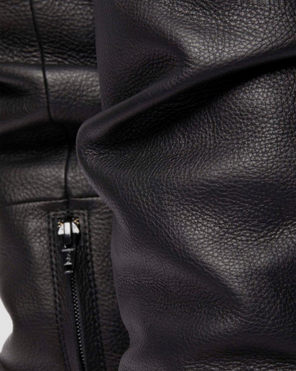 Black Leather Tall Heeled Boots