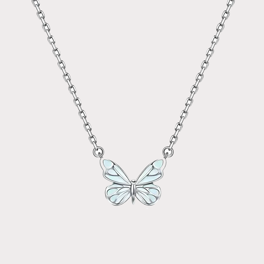 Luminous Dream Blue Butterfly Necklace