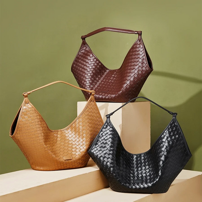 Women's Genuine Leather Woven Commuter Bag