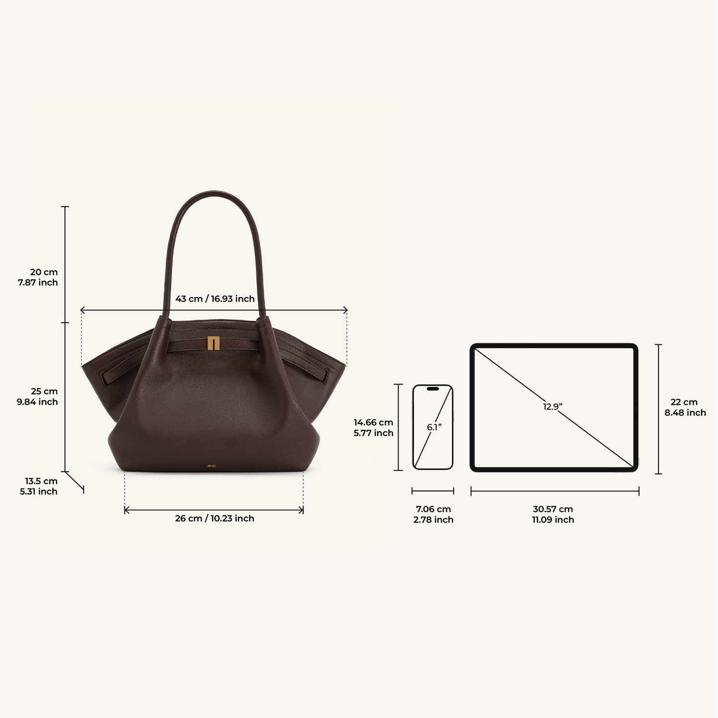 Medium Tote Bag - Dark Brown