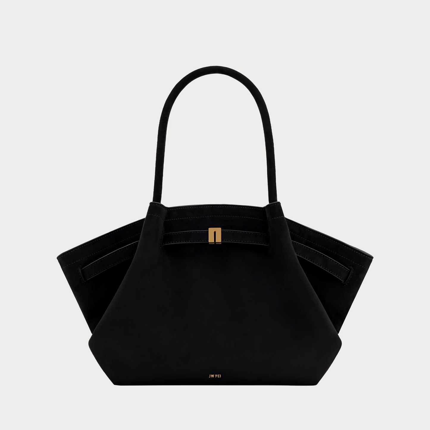 Medium Faux Suede Tote Bag - Black