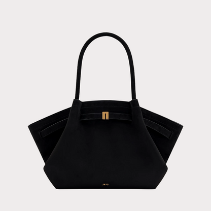 Medium Faux Suede Tote Bag - Black