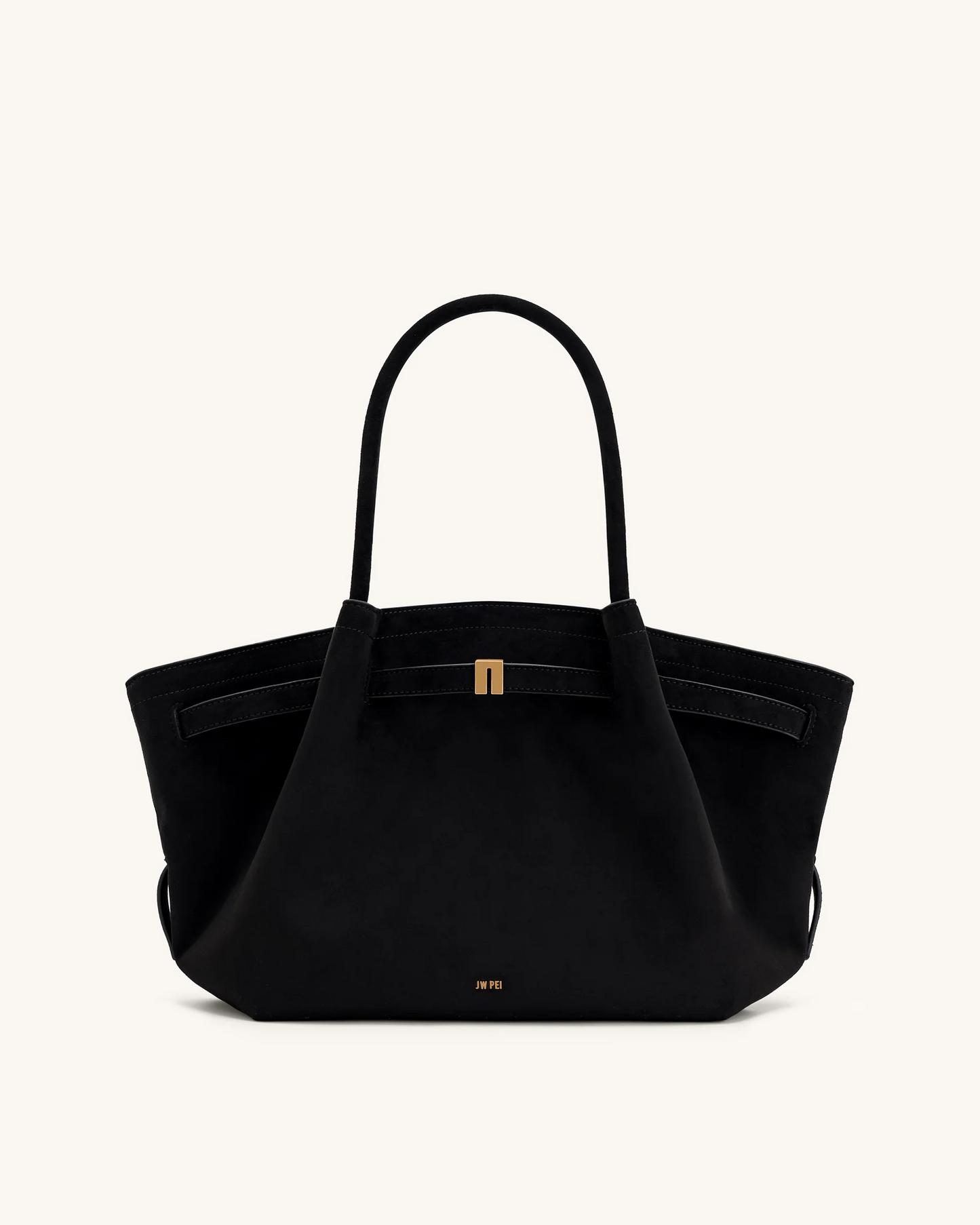 Medium Faux Suede Tote Bag - Black
