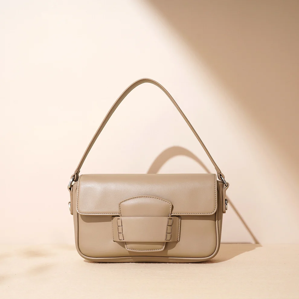 Leather Small Square Shoulder Bag – Minimalist Flap