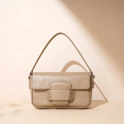 Leather Small Square Shoulder Bag – Minimalist Flap