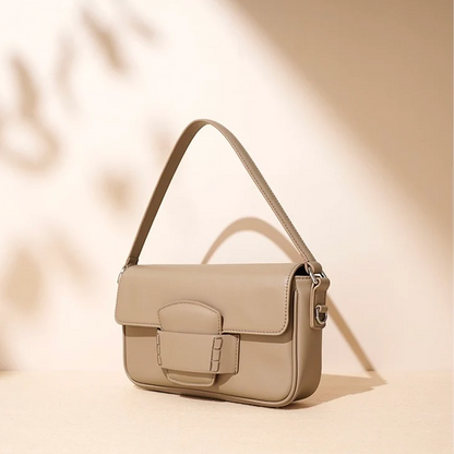 Leather Small Square Shoulder Bag – Minimalist Flap