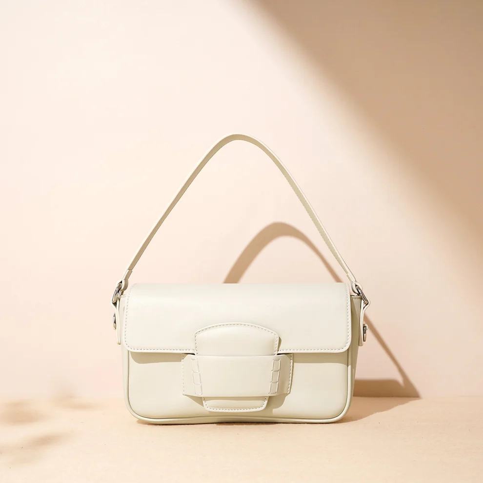 Leather Small Square Shoulder Bag – Minimalist Flap