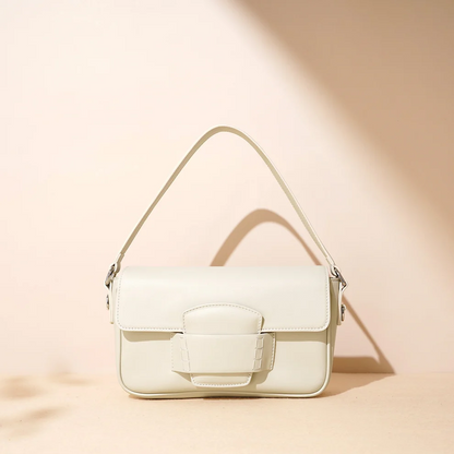 Leather Small Square Shoulder Bag – Minimalist Flap