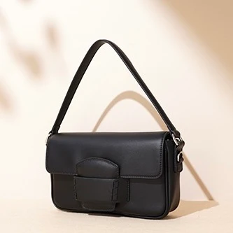 Leather Small Square Shoulder Bag – Minimalist Flap