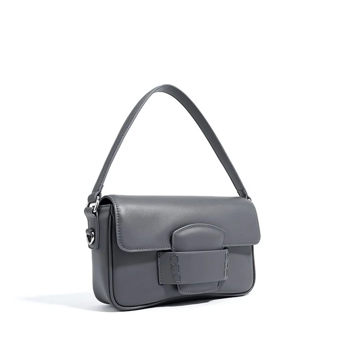 Leather Small Square Shoulder Bag – Minimalist Flap