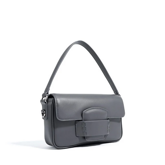 Leather Small Square Shoulder Bag – Minimalist Flap
