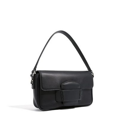 Leather Small Square Shoulder Bag – Minimalist Flap