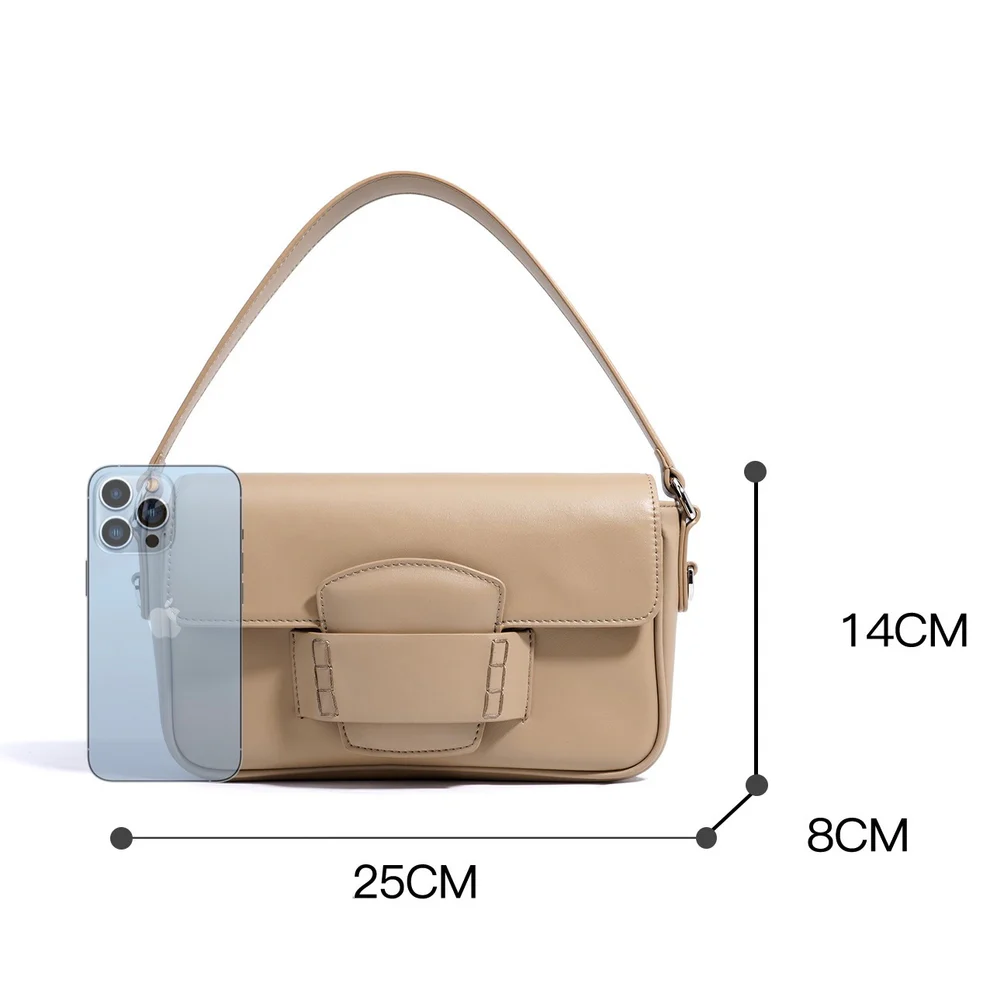 Leather Small Square Shoulder Bag – Minimalist Flap