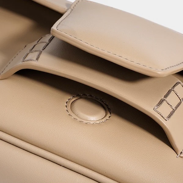 Leather Small Square Shoulder Bag – Minimalist Flap