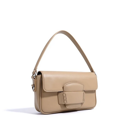 Leather Small Square Shoulder Bag – Minimalist Flap