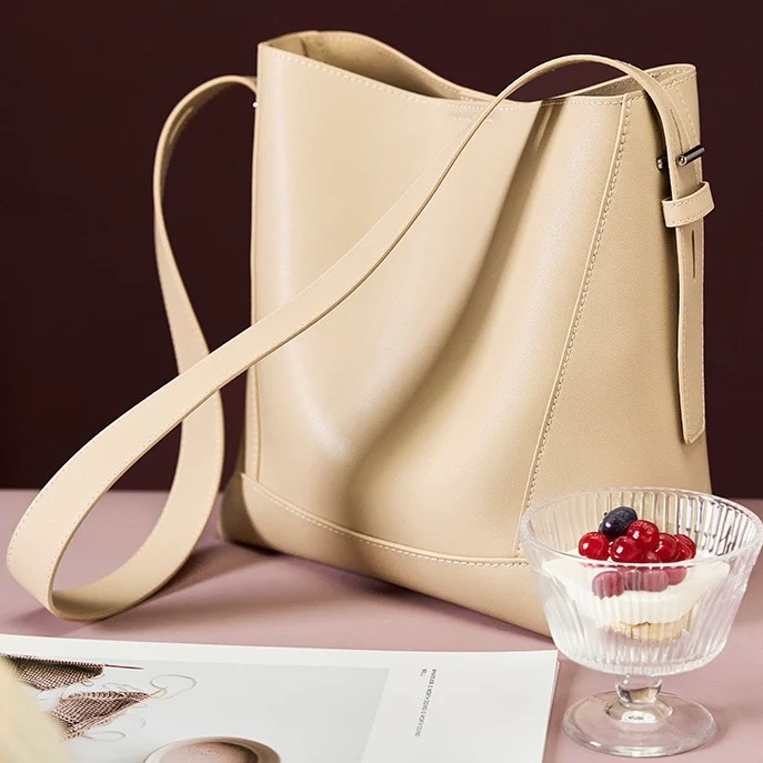 Leather Crossbody & Shoulder Oversized Bucket Bag