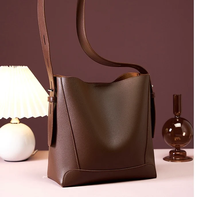 Leather Crossbody & Shoulder Oversized Bucket Bag