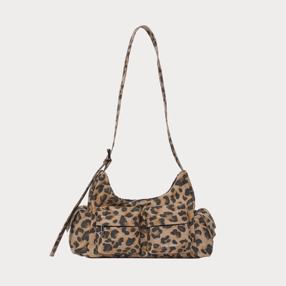 Double Pocket Denim Leopard Print Bag