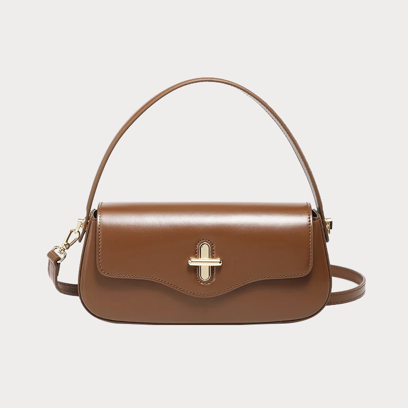 Leather Shoulder Baguette Bag