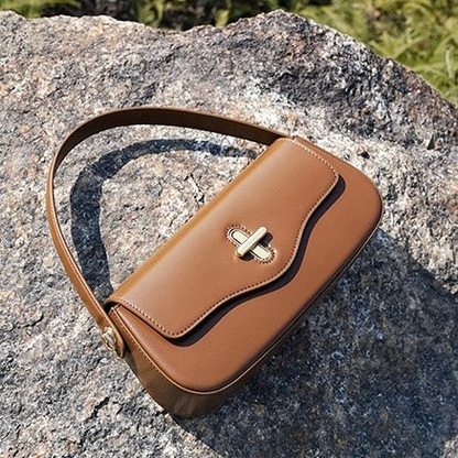 Leather Shoulder Baguette Bag