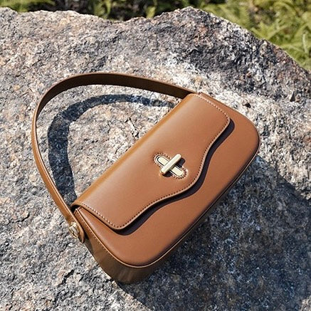 Leather Shoulder Baguette Bag