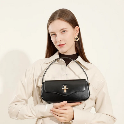 Leather Shoulder Baguette Bag